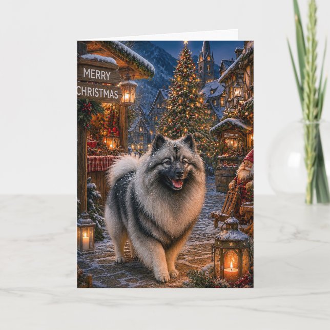 Keeshond Ferien  Feiertagskarte (Vorderseite)