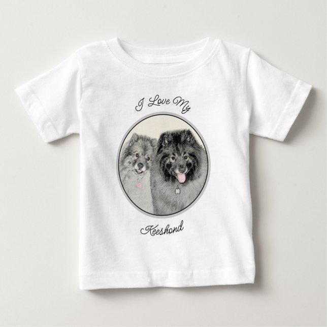 Keeshond Graphics Keeshond Mama and Son Baby T-shirt (Vorderseite)