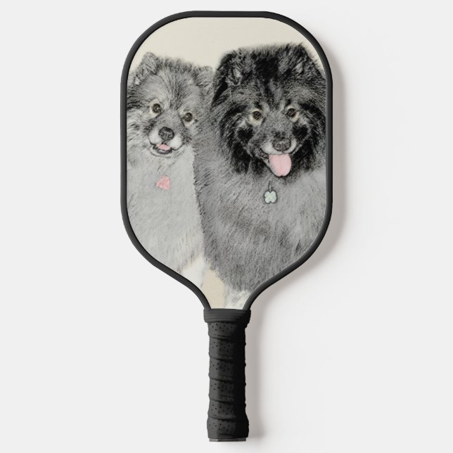 Keeshond Graphics Keeshond Mama and Son Pickleball Schläger (Vorderseite)