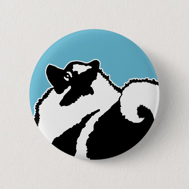 Keeshond Graphics - Niedliche Original Dog Art Button (Vorderseite)