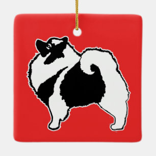 Keeshond Graphics - Niedliche Original Dog Art Keramikornament