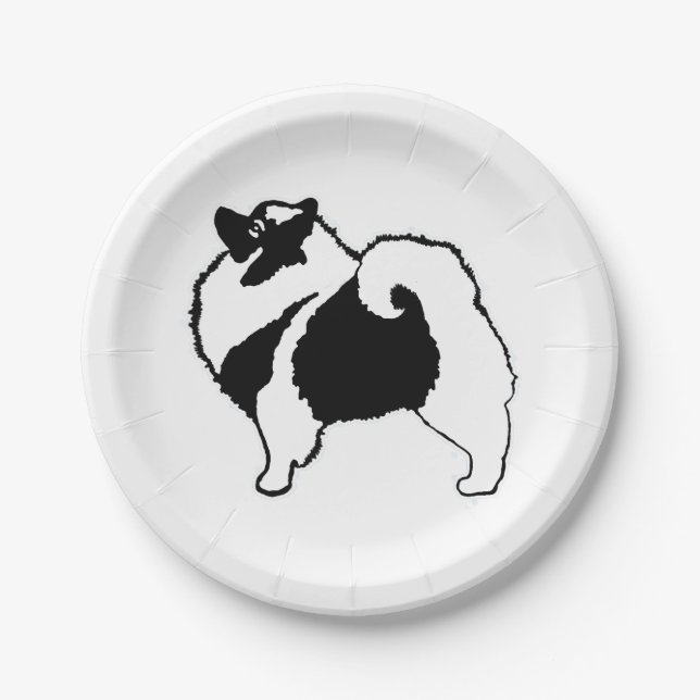 Keeshond Graphics - Niedliche Original Dog Art Pappteller (Vorderseite)