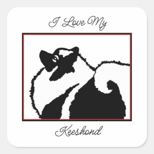 Keeshond Graphics - Niedliche Original Dog Art Quadratischer Aufkleber