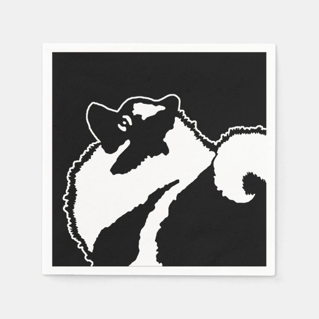 Keeshond Graphics - Niedliche Original Dog Art Serviette (Vorderseite)