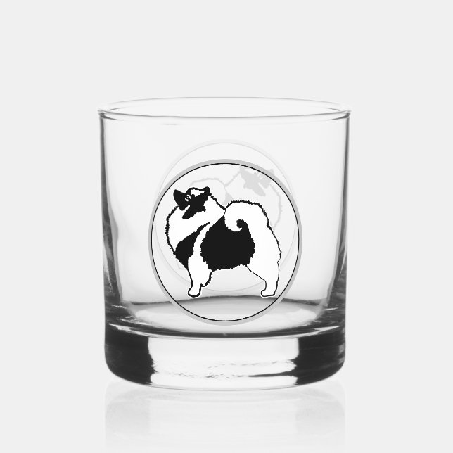 Keeshond Graphics - Niedliche Original Dog Art Whiskyglas (Vorderseite)