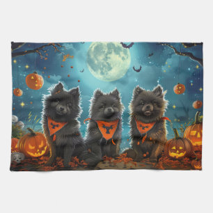 Keeshond Halloween Spooky Geschirrtuch