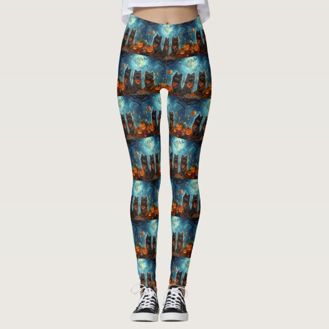 Keeshond Halloween Spooky Leggings (Vorderseite)