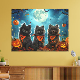 Keeshond Halloween Spooky Leinwanddruck