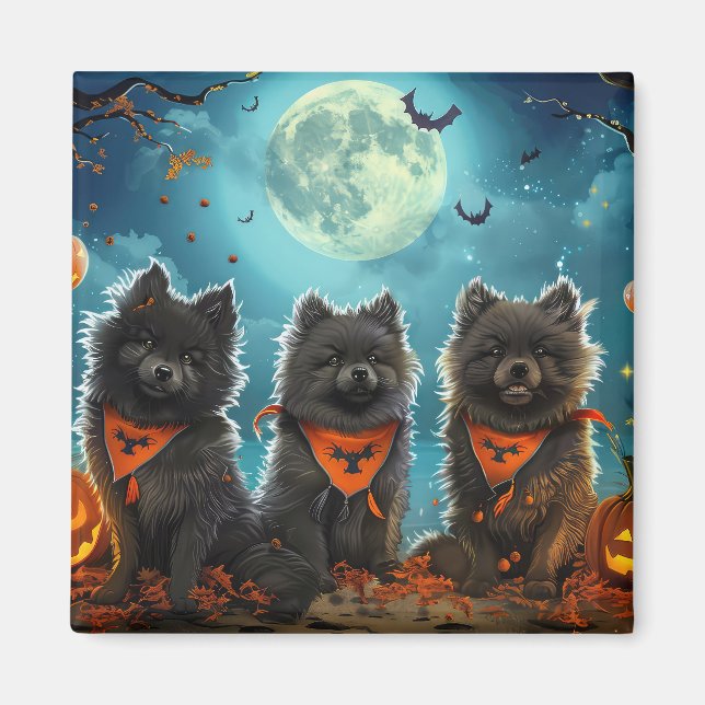 Keeshond Halloween Spooky Magnet (Vorne)