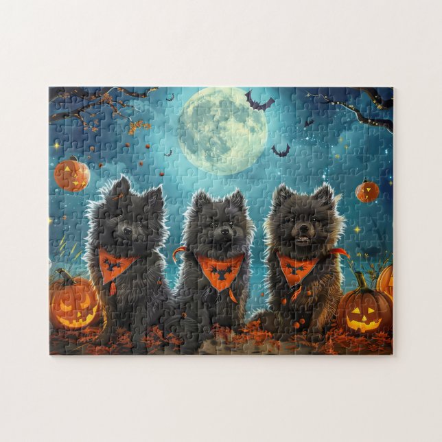 Keeshond Halloween Spooky Puzzle (Horizontal)