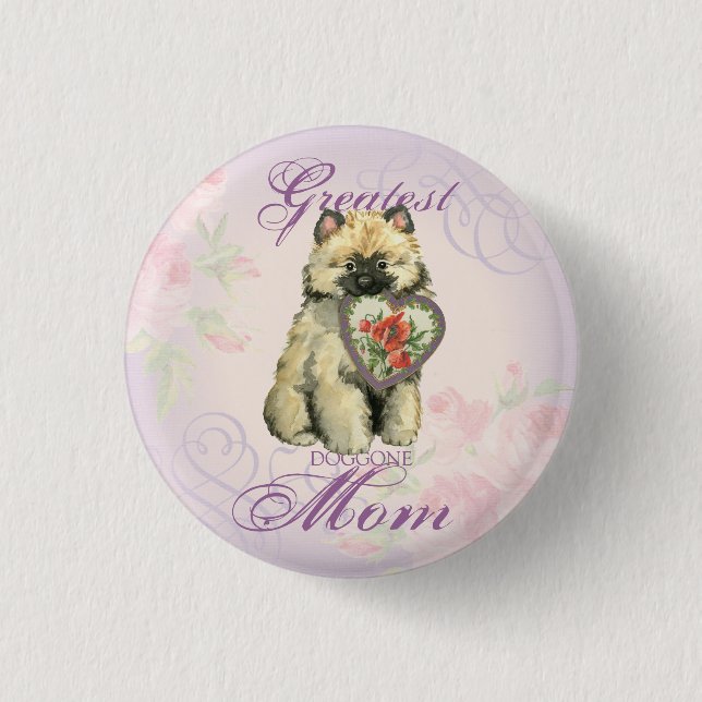 Keeshond Heart Mama Button (Vorderseite)