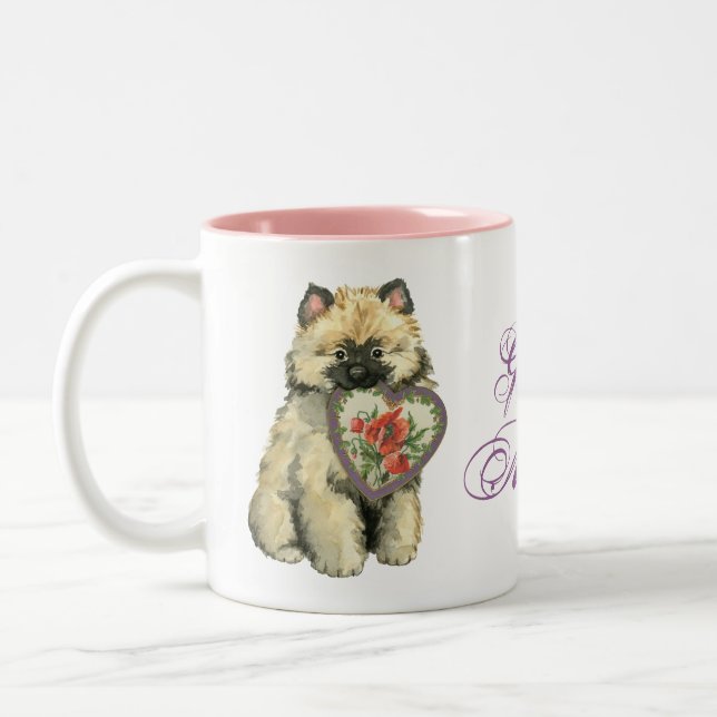 Keeshond Heart Mama Zweifarbige Tasse (Links)