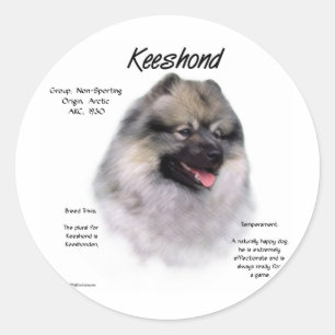 Keeshond History Design Runder Aufkleber