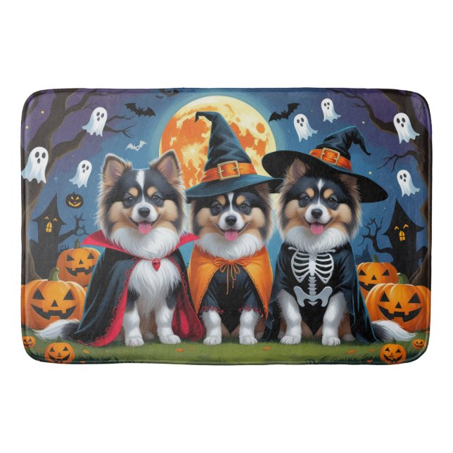Keeshond Hogs Pumpkin Halloween Funny Badematte (Vorderseite)