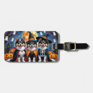 Keeshond Hogs Pumpkin Halloween Funny Gepäckanhänger