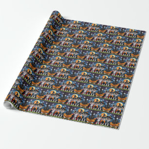 Keeshond Hogs Pumpkin Halloween Funny Geschenkpapier