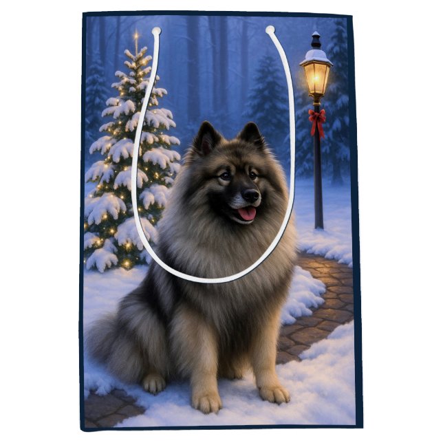 Keeshond Holiday  Mittlere Geschenktüte (Vorderseite)