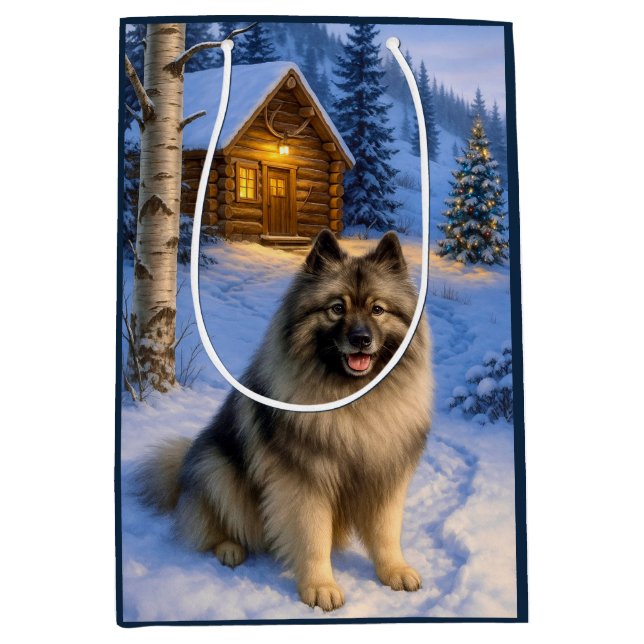 Keeshond Holiday  Mittlere Geschenktüte (Vorderseite)