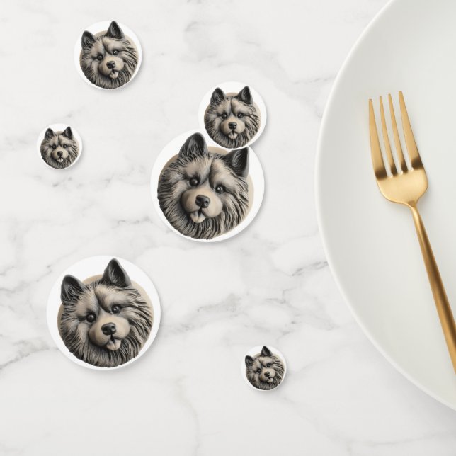 Keeshond Hund 3D Inspiriert Konfetti (Gruppe)