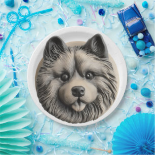 Keeshond Hund 3D Inspiriert Pappteller