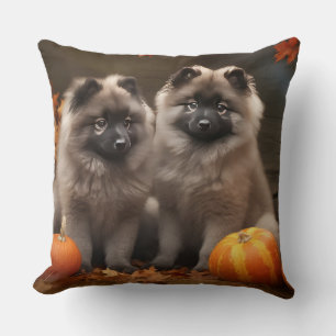 Keeshond Hund Autumn Halloween Kissen