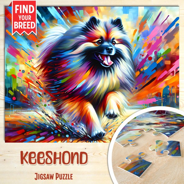 Keeshond Hund Portrait Akryllische Kunst Print Lov Puzzle (Von Creator hochgeladen)