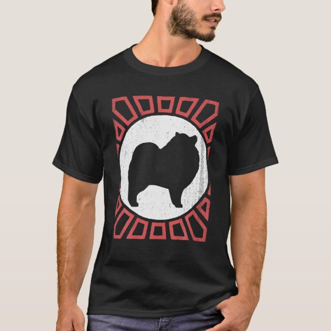Keeshond Hund Retro Vintag T-Shirt (Vorderseite)
