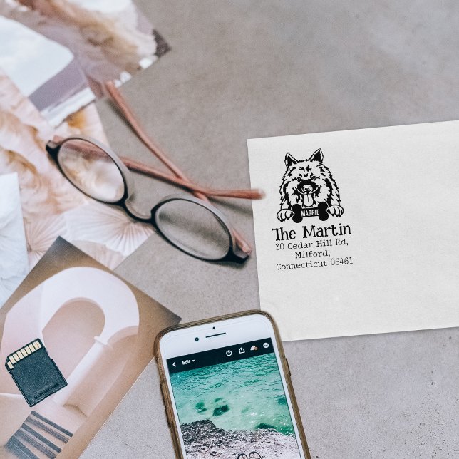 Keeshond Hund, Rücksendeadresse, Gummistempel (Von Creator hochgeladen)