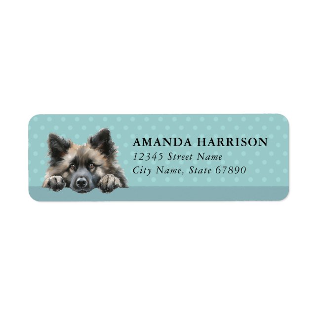Keeshond-Hund Rücksendeadressetiketten (Vorne)