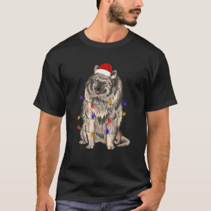 Keeshond Hund tragen Weihnachtshuttlampen T-Shirt