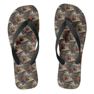 Keeshond Hund Weihnachten Festlich Flip Flops