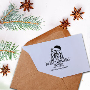Keeshond Hund Weihnachts-Rücksendeadresse Gummistempel