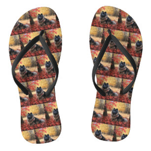 Keeshond im Herbst Leaves Fall Inspiriert Flip Flops