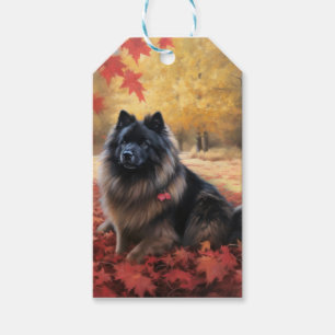 Keeshond im Herbst Leaves Fall Inspiriert Geschenkanhänger