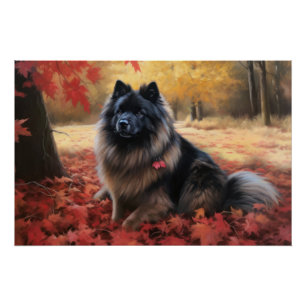 Keeshond im Herbst Leaves Fall Inspiriert Poster