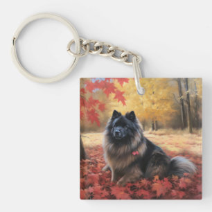 Keeshond im Herbst Leaves Fall Inspiriert Schlüsselanhänger