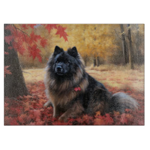 Keeshond im Herbst Leaves Fall Inspiriert Schneidebrett