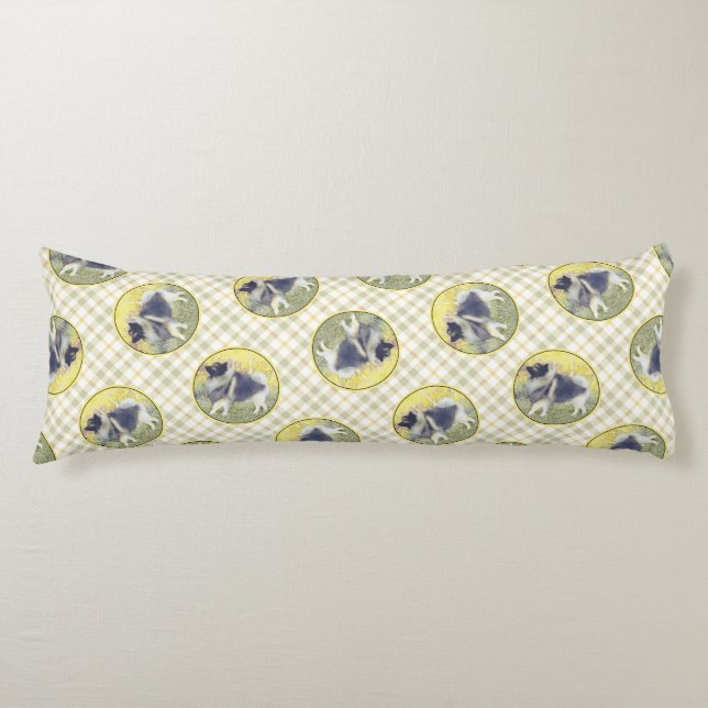 Keeshond in Aspen Malerei Niedliche Original Hunde Seitenschläferkissen (Vorderseite)