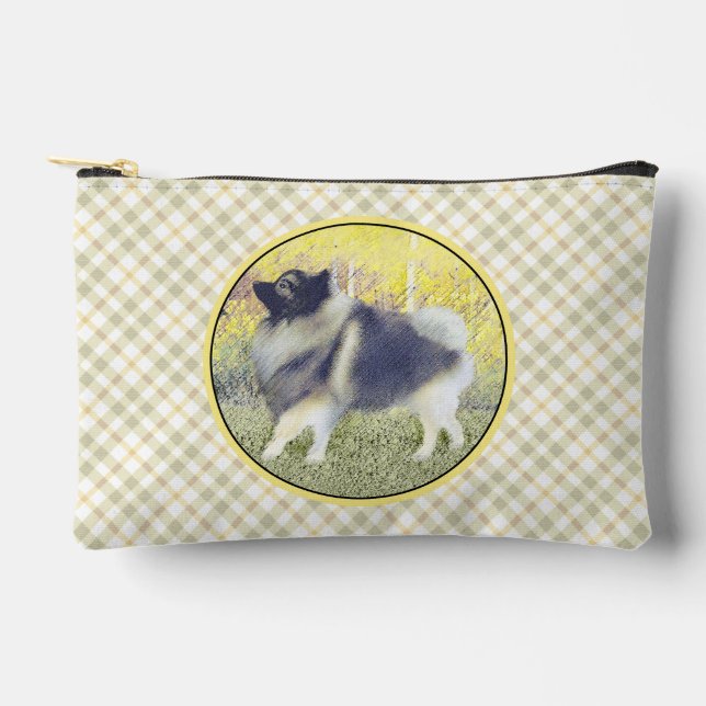 Keeshond in Aspen Malerei Niedliche Original Hunde Zubehörtasche (Vorderseite)