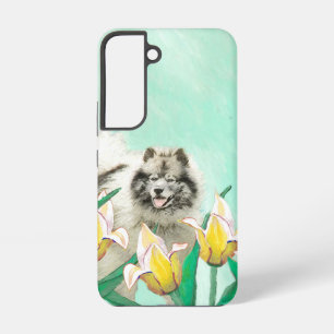 Keeshond in Tulips Malerei Niedliche Original Hund Samsung Galaxy Hülle