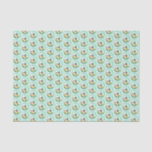 Keeshond in Tulips Malerei Niedliche Original Hund Seidenpapier