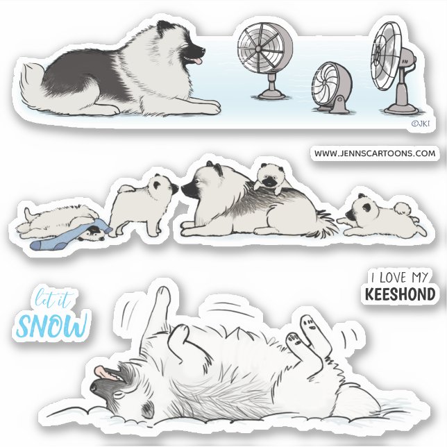 Keeshond Keeshonden Keesies Hunde Vinyl Sticker Se (Vorderseite)