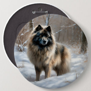 Keeshond Lass es schneien Weihnachten Button