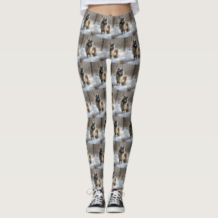 Keeshond Lass es schneien Weihnachten Leggings