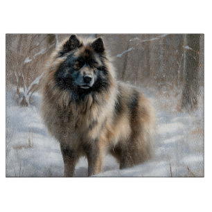 Keeshond Lass es schneien Weihnachten Schneidebrett