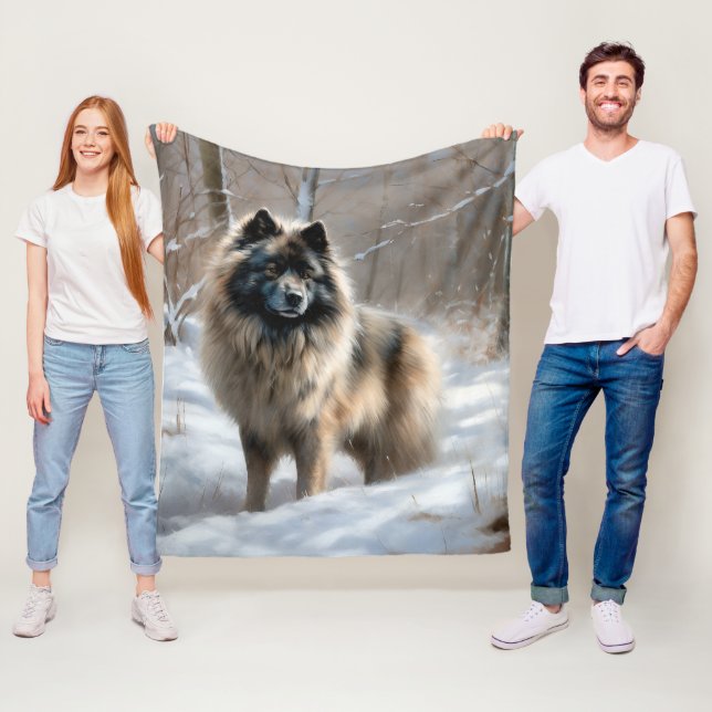 Keeshond lassen es Weihnachten schnee Fleecedecke (Beispiel)