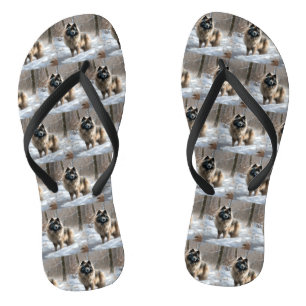 Keeshond lassen es Weihnachten schnee Flip Flops