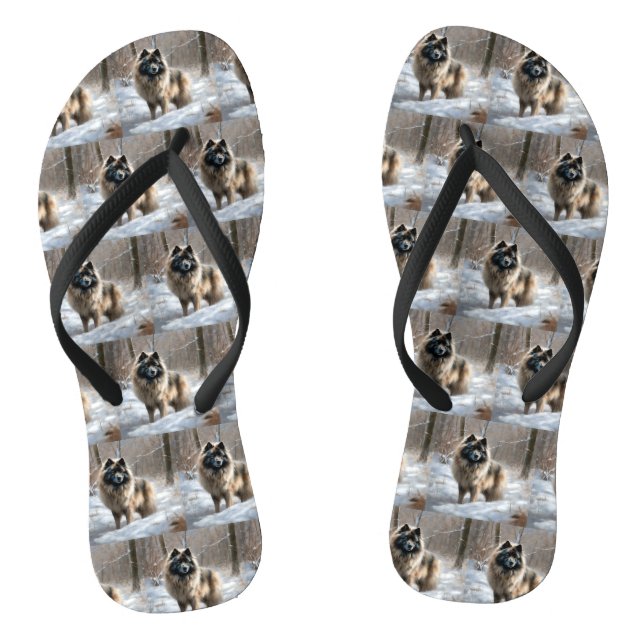 Keeshond lassen es Weihnachten schnee Flip Flops (Fußbett)