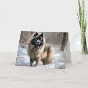 Keeshond lassen es Weihnachten schnee Karte