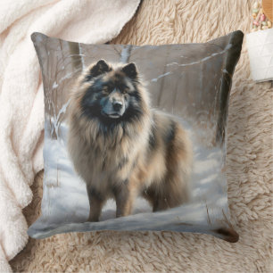 Keeshond lassen es Weihnachten schnee Kissen